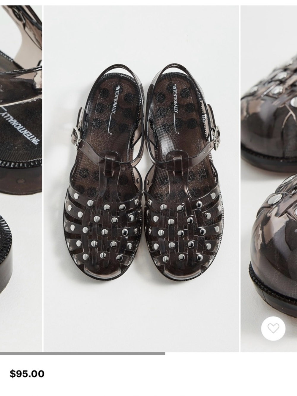 Intentionally Blank Ellery Studded Jelly Sandals - Smoky Black